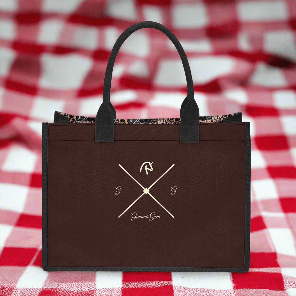 Brown canvas tote handbag.