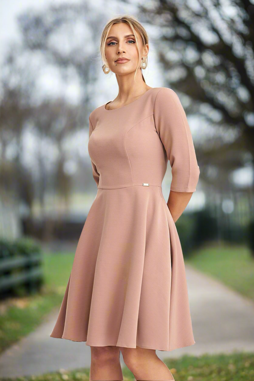 Nude flared women’s daydress.