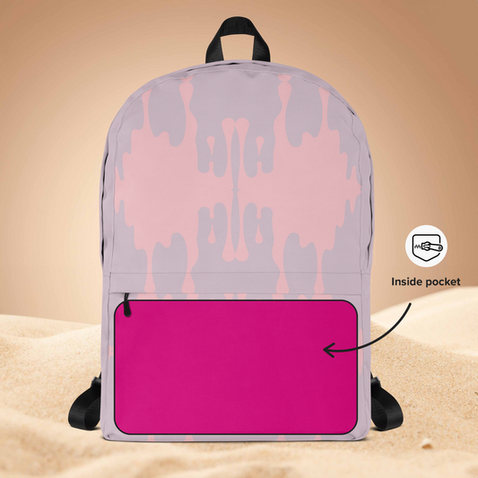 Medium lilac with fuchsia silk inside pocket women’s backpack.