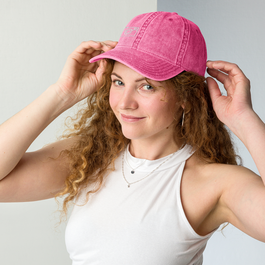 Pink vintage denim women’s cap.