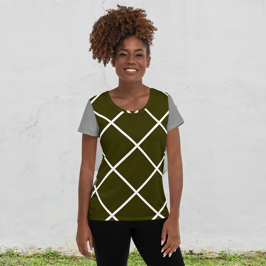 Gray women's athletic t-shirt.