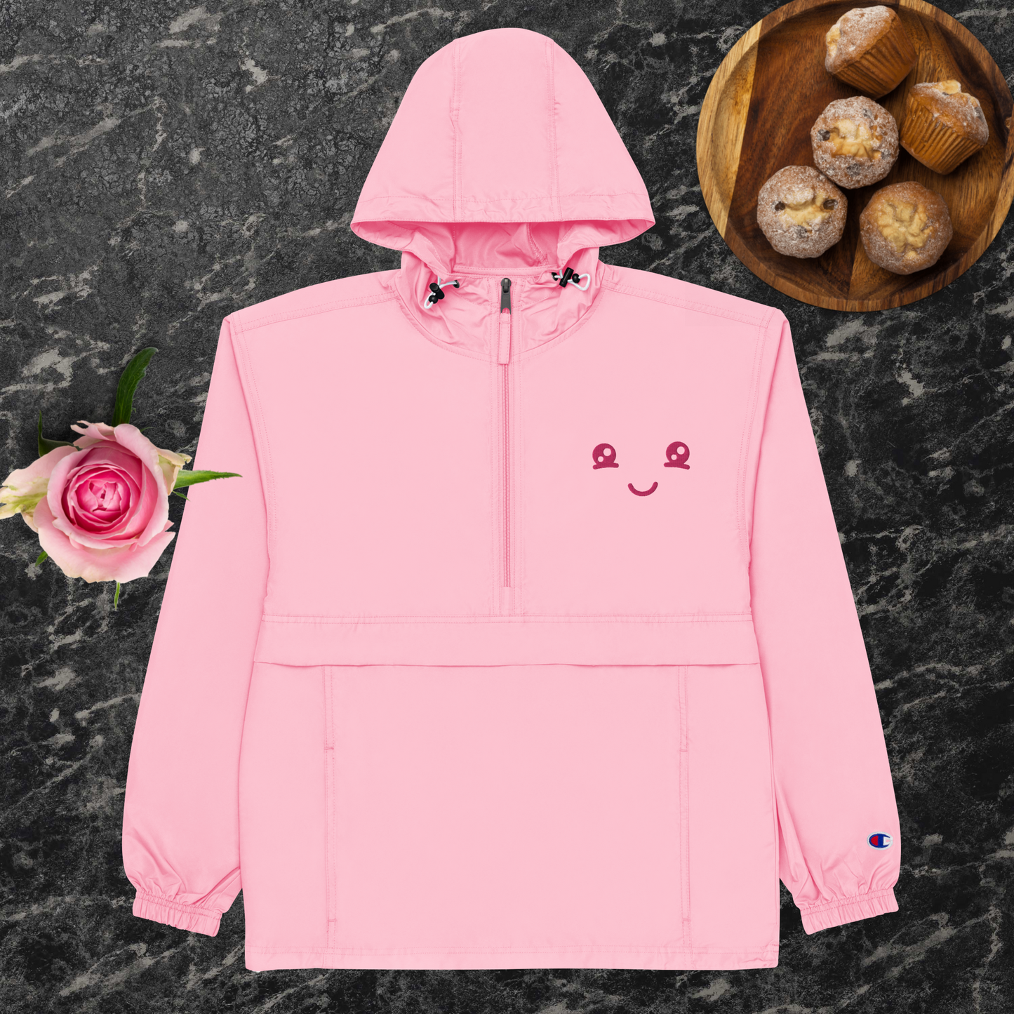 Hot pink champion® women’s packable jacket.