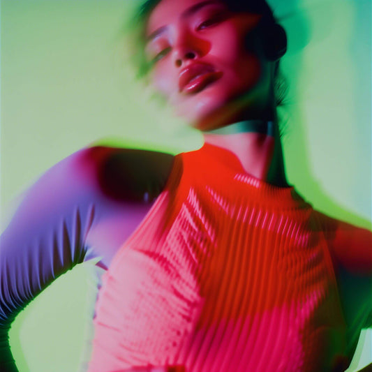 Woman in neon clothing.