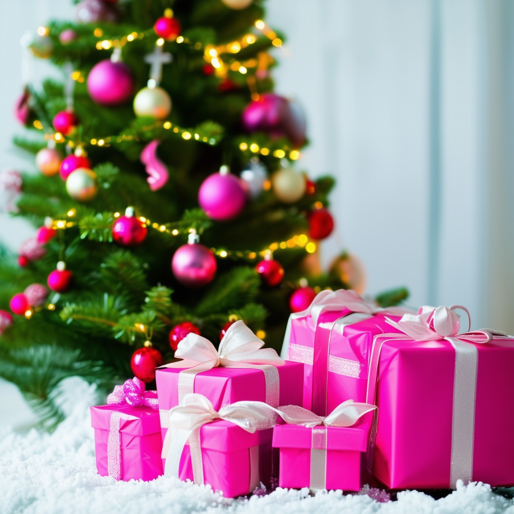 Christmas tree and presents.