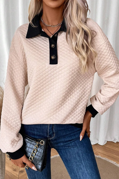 Textured collar button up women’s sweater.