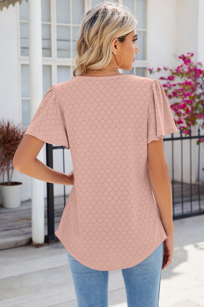 Flutter and flowy short sleeve women’s blouse.