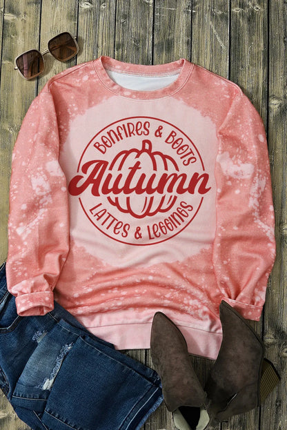 Pink autumn bonfire and boots; lattes and leggings long sleeve women’s sweatshirt.