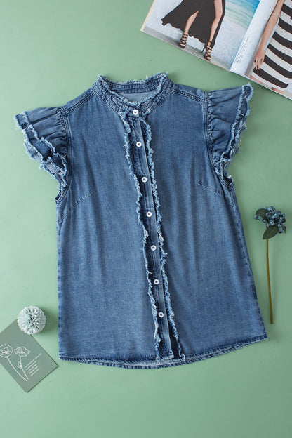 Denim button up women’s top.