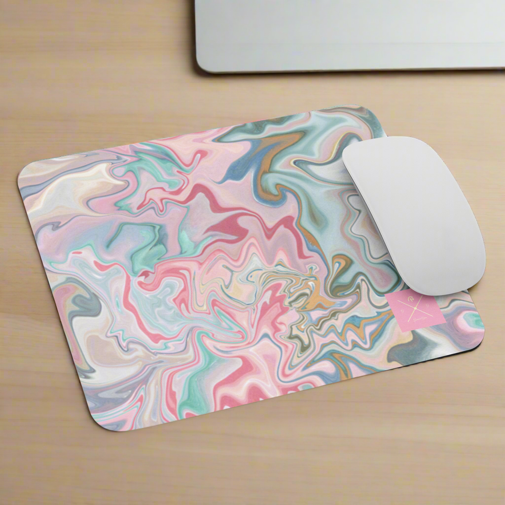 Multi-color right “gg” mouse pad.