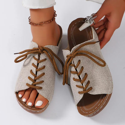 Laced wedge women’s sandals.