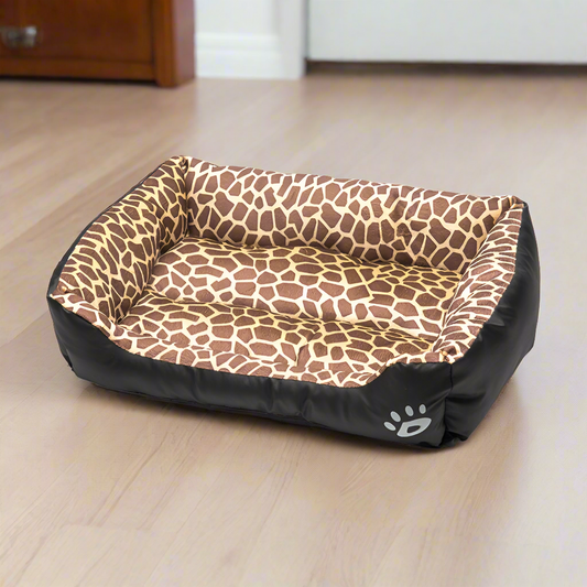 Neutral pet animal print bed.