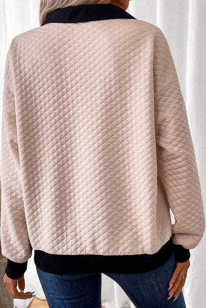 Textured collar button up women’s sweater.