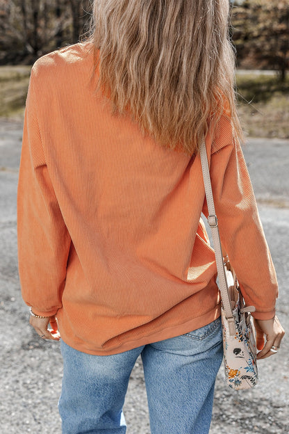 Pumpkin sequin women’s long sleeve sweatshirt.