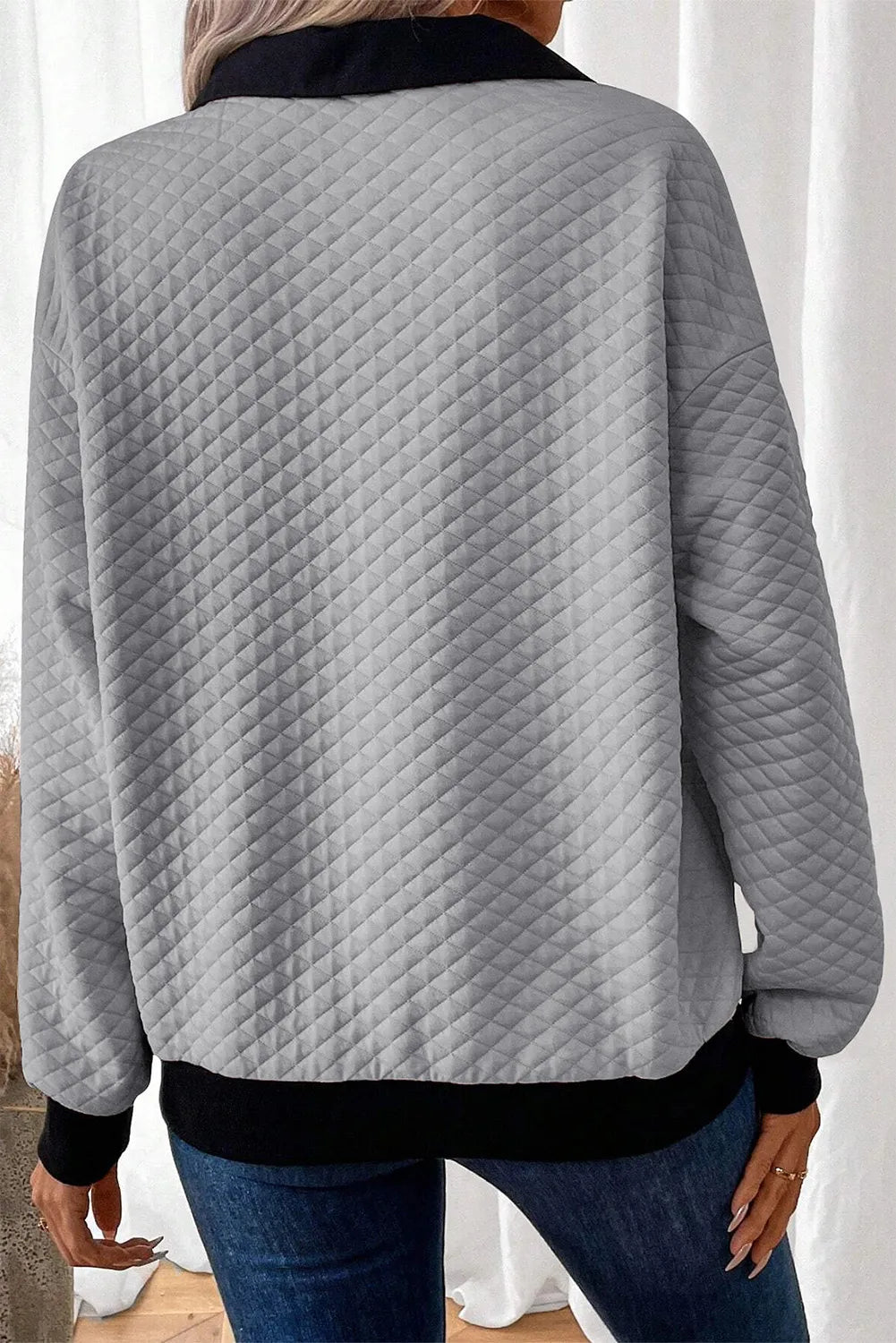 Textured collar button up women’s sweater.