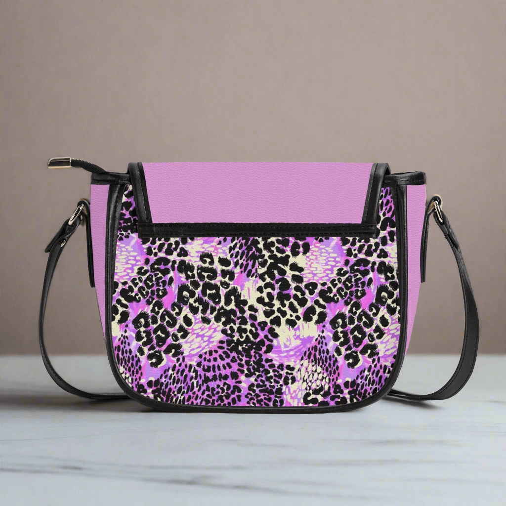 PU leather pink animal saddle handbag.