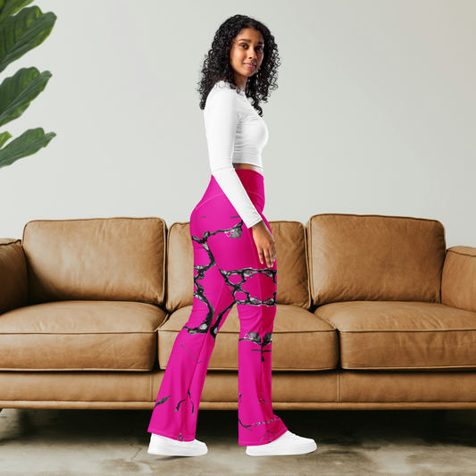 Fuchsia women’s front and back flare leggings.