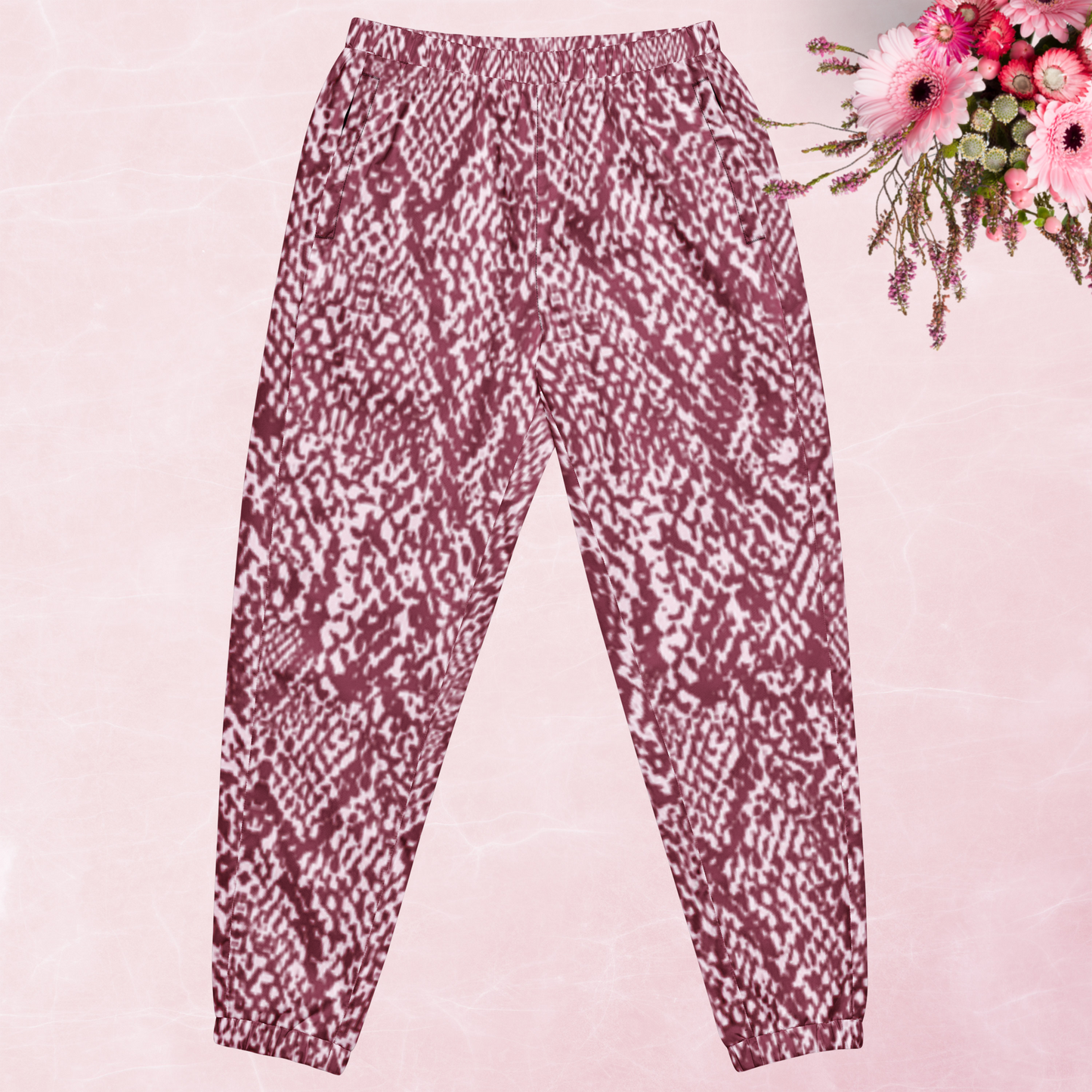 Violet animal women’s track pants.