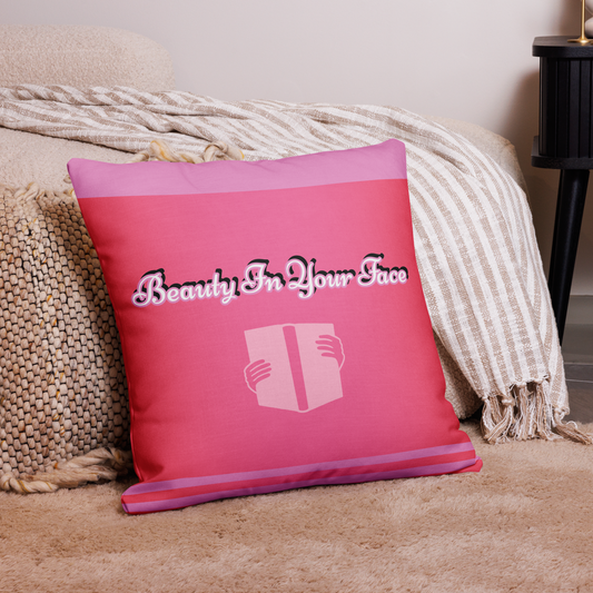 Large hot pink beauty in your face premium pillow.