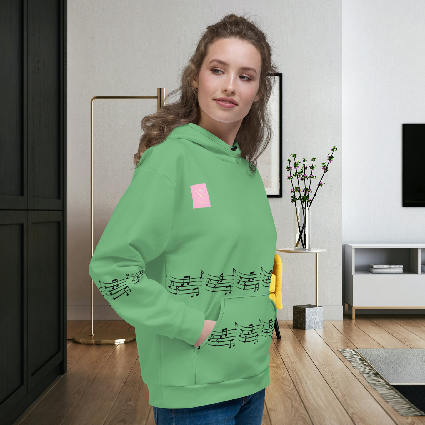 Green women’s hoodie.