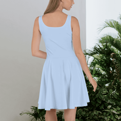 Light blue and multi-color women’s skater dress.