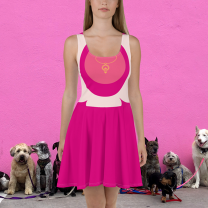 Fuchsia and key women’s skater dress.