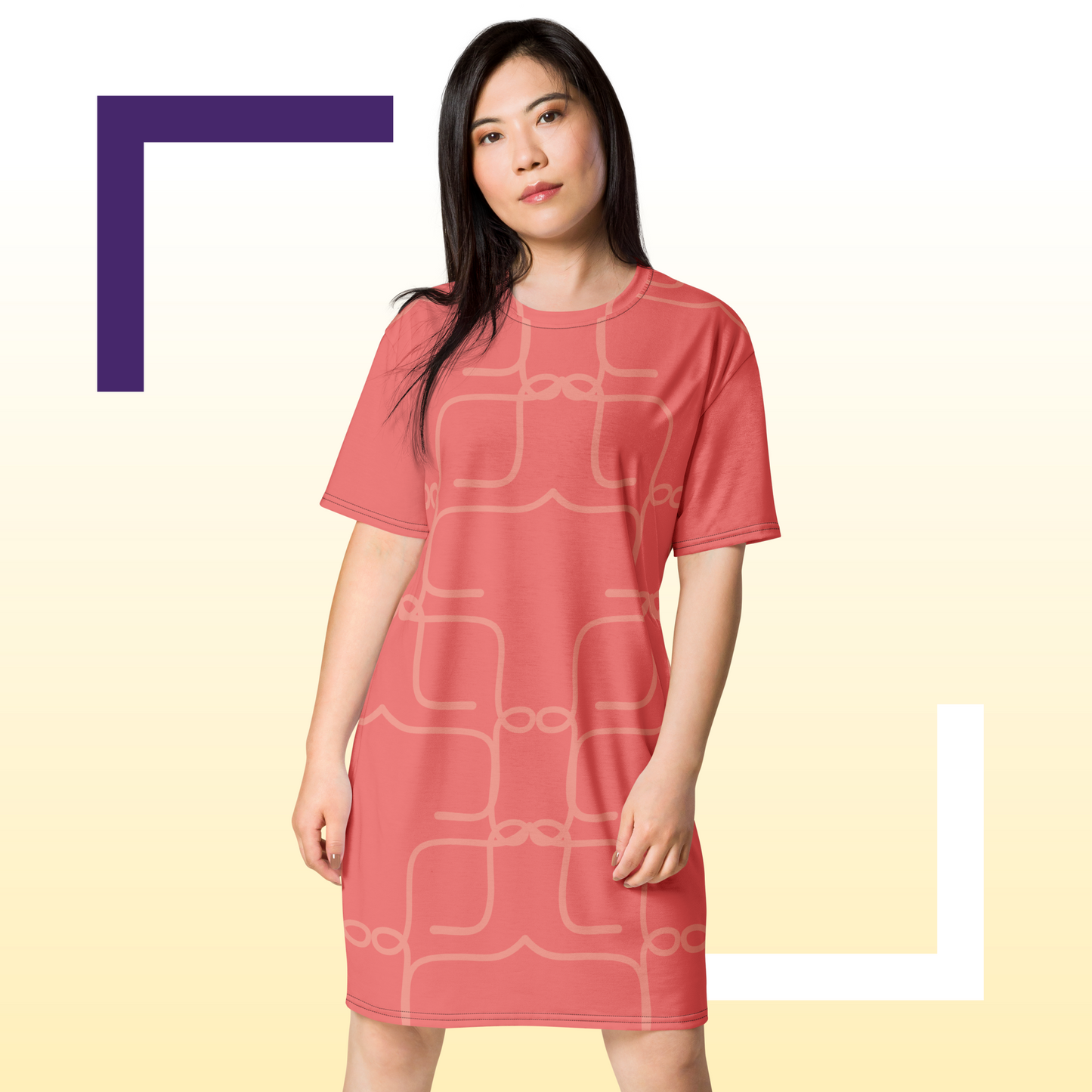 Robe t-shirt femme corail.