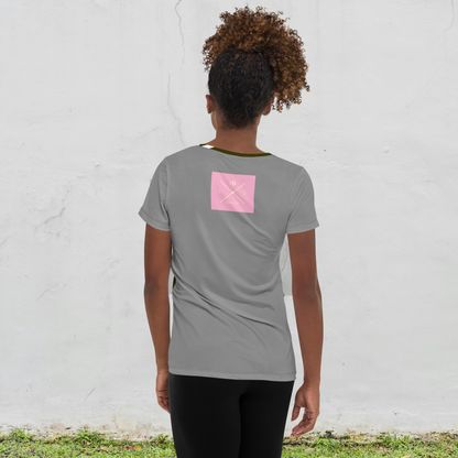 Gray women's athletic t-shirt.