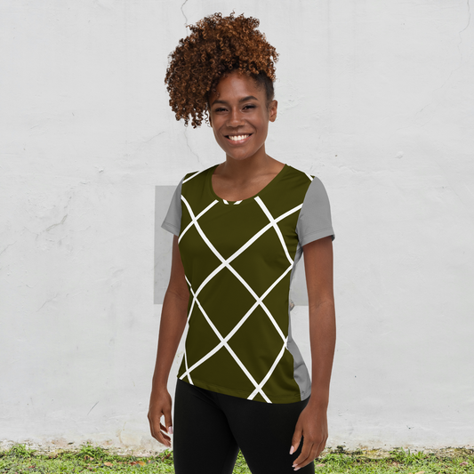 Gray women's athletic t-shirt.
