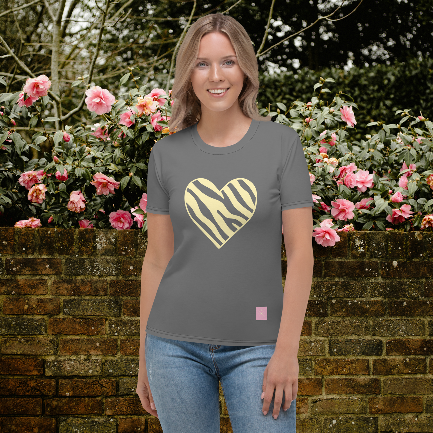 Gray and yellow animal women's t-shirt.