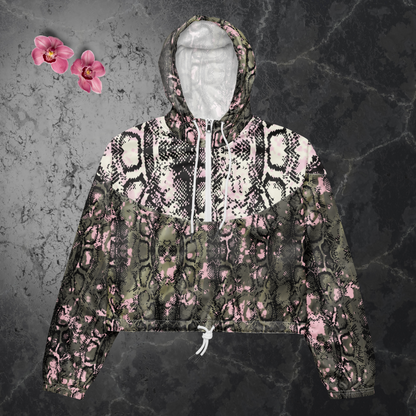 Multi-animal print women’s cropped windbreaker.