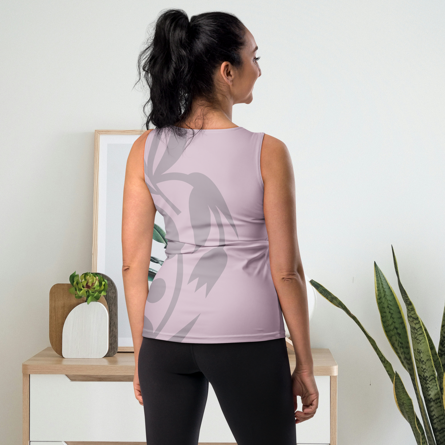 Lavender nude and gray women’s cut & sew tank Top.