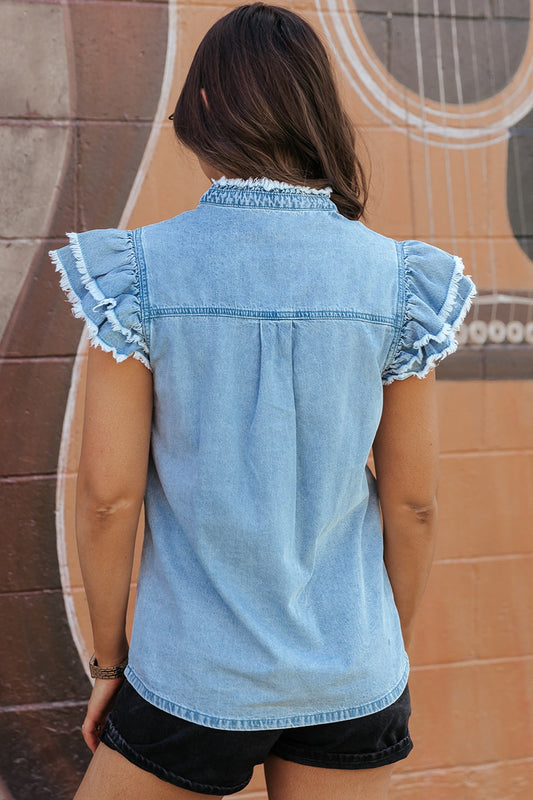 Denim button up women’s top.