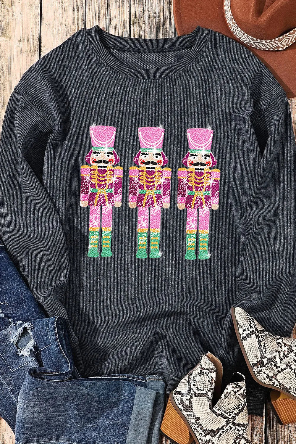 Sequin nutcracker long sleeve women’s sweatshirt.