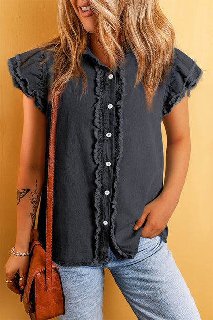 Denim button up women’s top.