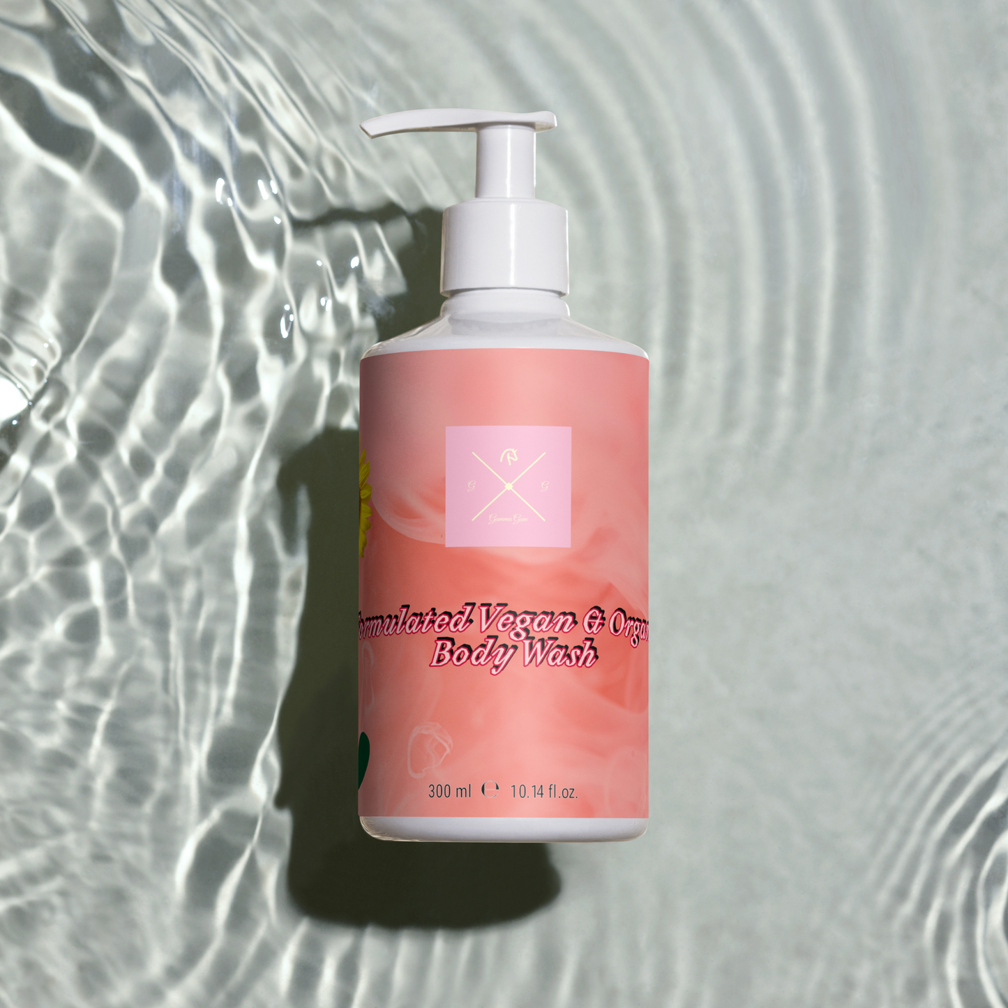 Orange and pink vegan and organic citrus body wash.