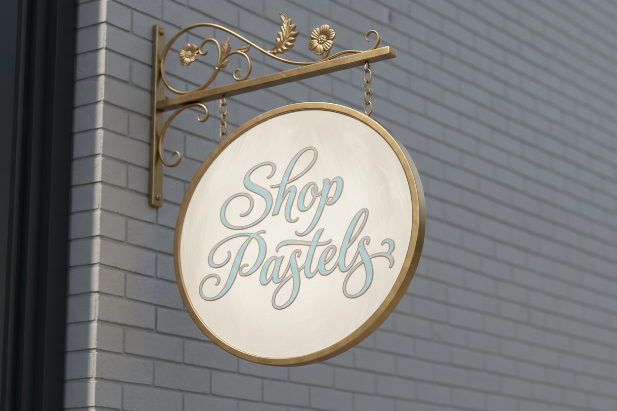 Shop pastels sign.
