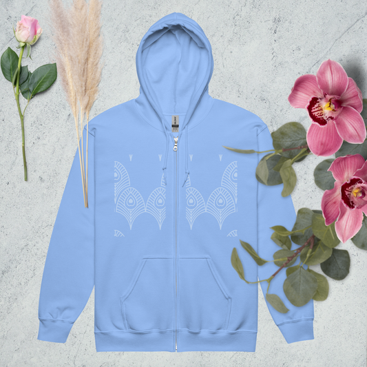 Neutral light blue heavy blend zip hoodie.