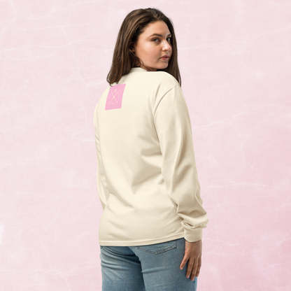 Tan and multi-color pumpkin spice everything season premium heavyweight women’s sweatshirt.
