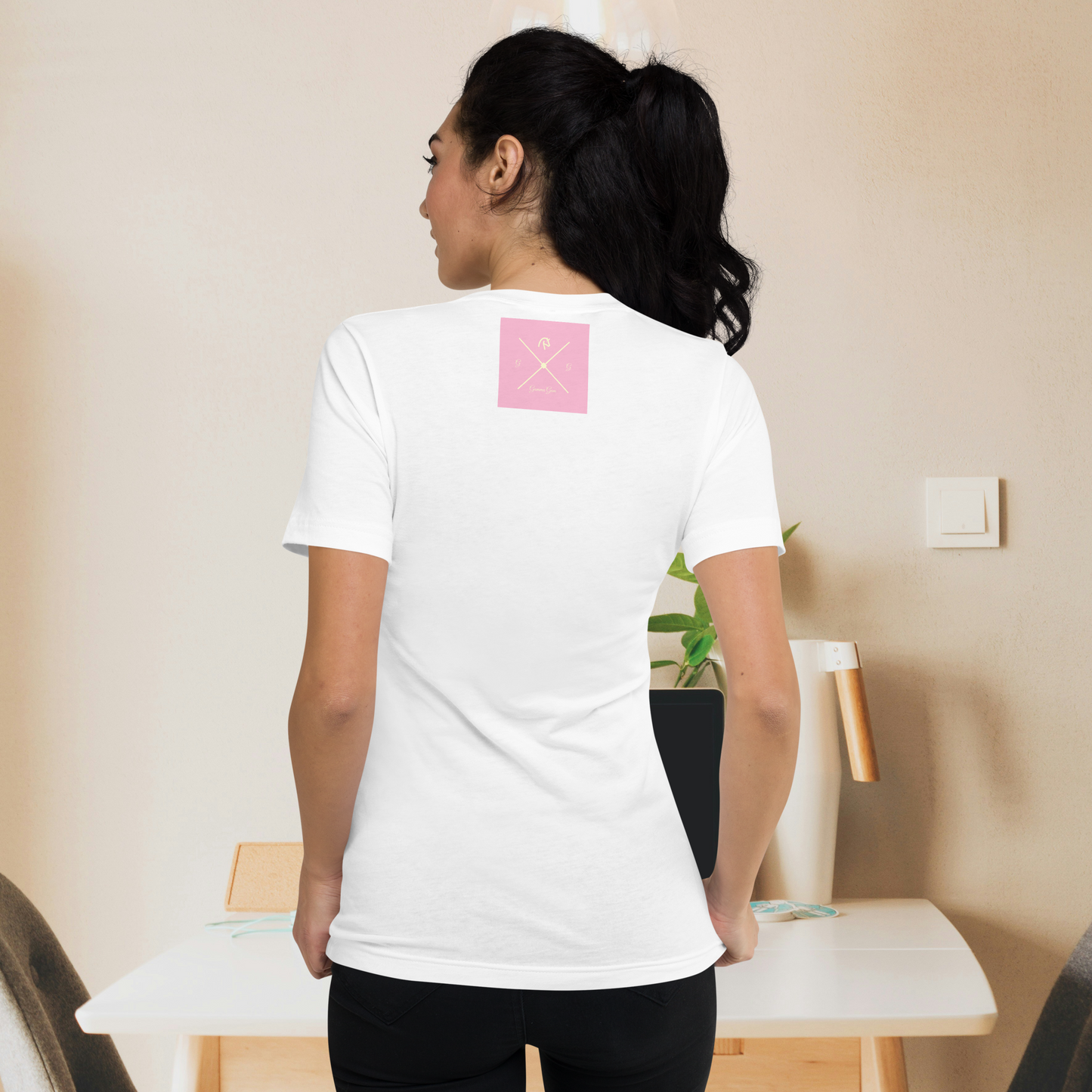 White let’s pretty-up our ego v-neck women’s t-shirt.