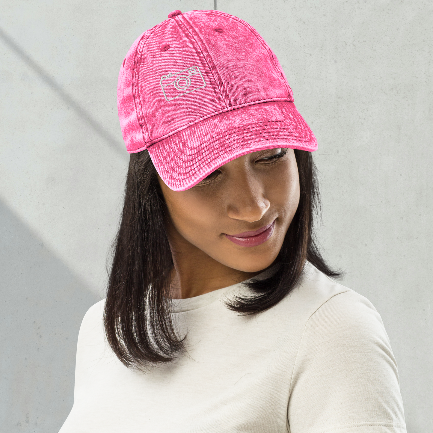 Pink vintage denim women’s cap.